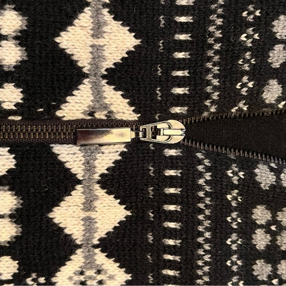 Rivamonti 100% Wool Fair Isle Vest Black White Full Zip Italy Woman’s Size Large - Picture 3 of 7